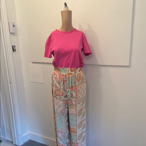 Pink and Orange Wide Leg Pants with Elastic Waistband - Picture 3 of 8